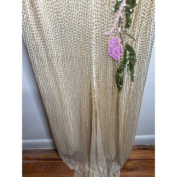 Mac Duggal Floral Beaded V-Neck High Slit Cap Sleeve Evening Gown Size 12 NWT - Picture 10 of 10